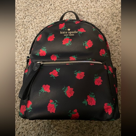 Kate Spade Chelsea Medium Black Nylon Backpack in Rose - Picture 1 of 6